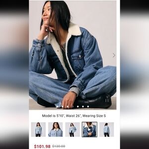 Levi's Blue Denim 90's Trucker Jacket with Cream Sherpa Collar